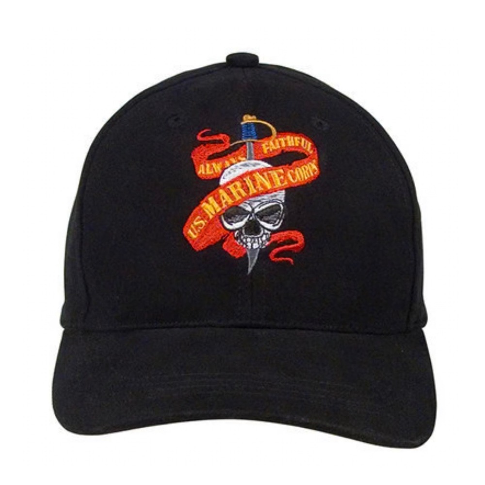 Rothco US Marine Corps USMC Skull Dagger Embroidered Black Baseball Cap Hat
